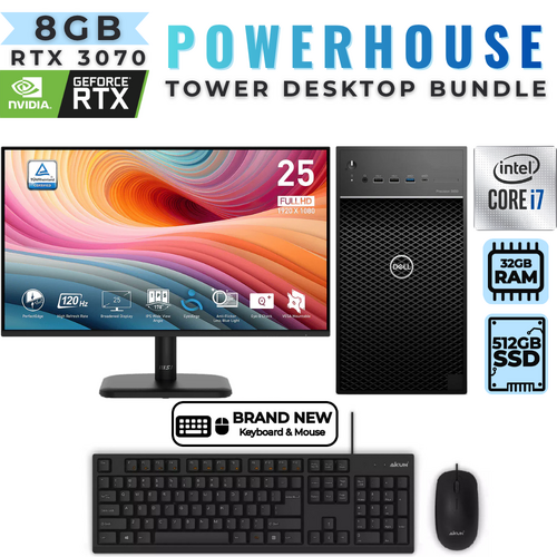 Dell Precision 3650 Desktop Bundle i7-11700 512GB 32GB RAM 8GB RTX 3070 +NEW 24" 120Hz MSI Monitor