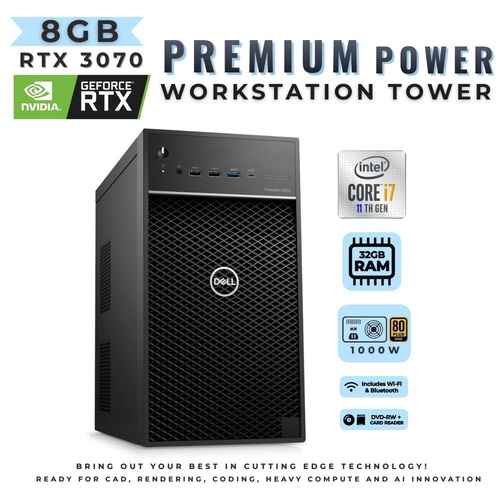 Dell Precision 3650 Workstation Tower i7-11700 8-Cores 32GB RAM 8GB RTX 3070 Windows 11