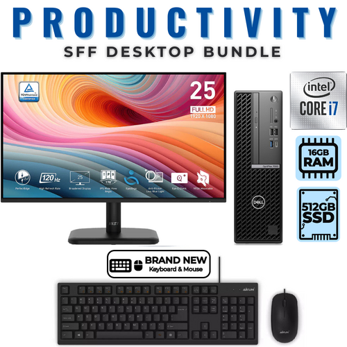 Dell Optiplex 7000 SFF Desktop Bundle i7-12700 512GB 16GB RAM +NEW 24" 120Hz MSI Monitor