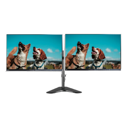 Dual EIZO EV2450 FlexScan 23.8" FHD Slim Frameless PC Monitor Display + Articulating Mount Stand
