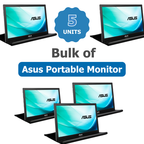 Bulk of 5x ASUS MB169B+ 15.6" FHD USB Portable Monitor - IPS Auto-Rotate USB-Powered