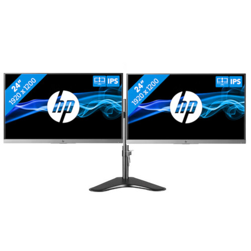 Dual HP EliteDisplay E243i 24-in IPS LED Monitor + articulating dual display mount