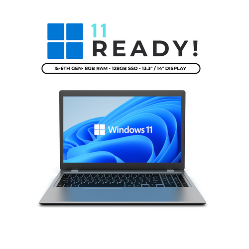 Intel i5 Branded Laptop 13.3" or 14" 8GB RAM 128GB SSD Windows 11 Ready + WTY