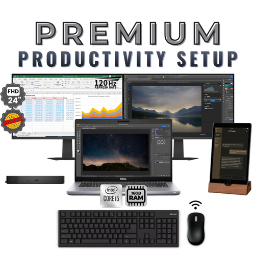 Dell Latitude Laptop Bundle i5-11th Gen 256GB 16GB + iPad 8th Gen, NEW Dual 24" Monitor