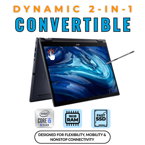 Acer TravelMate P414 14" FHD 2-in-1 Laptop i5-1135G7 256GB 16GB RAM Windows 11- As New Boxed!