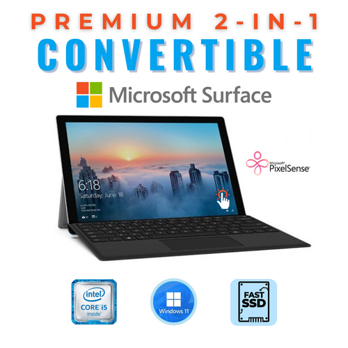 Microsoft Surface Pro 4, 12" 2-in-1 Tablet i5-6300U 2.4GHz 256GB 8GB RAM Windows 11 + Keyboard