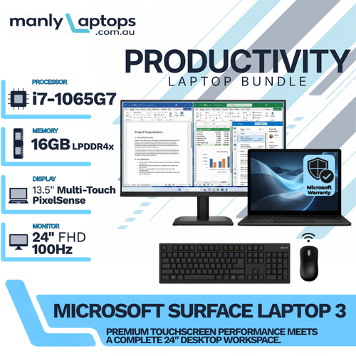 Microsoft Surface Laptop 3 Black 13" Bundle i7-1065G7 256GB 16GB RAM +24" 100Hz Monitor