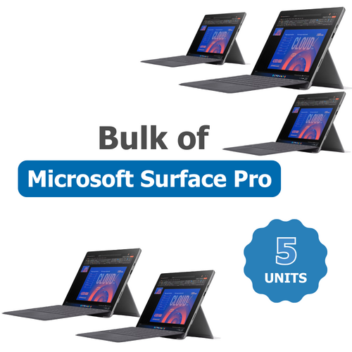 Bulk of 5x Microsoft Surface Pro 7 A1866, 12" 2-in-1 Laptop i7-1065G7 3.9GHz 256GB 16GB RAM 