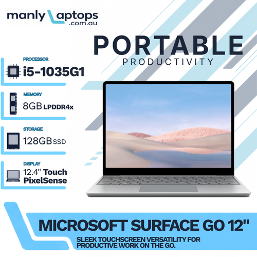 Microsoft Surface Go Platinum 12" Touch Laptop i5-1035G1 3.60GHz 128GB 8GB RAM - Windows 11