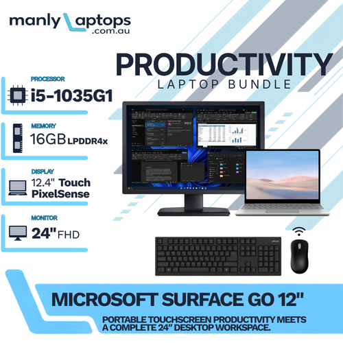 Microsoft Surface Go Touch Laptop Bundle i5-1035G1 256GB 16GB RAM + 24" Monitor