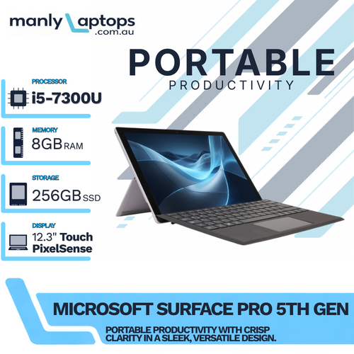 Microsoft Surface Pro 5th Gen Platinum (1796) 12" 2-in-1 i5-7300U 256GB 8GB RAM
