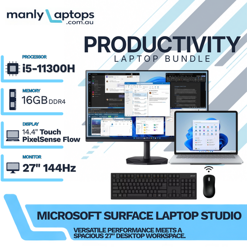 Microsoft Surface Laptop Studio Platinum 14" 120Hz i5-11300H 512GB 16GB RAM +27" Monitor Bundle