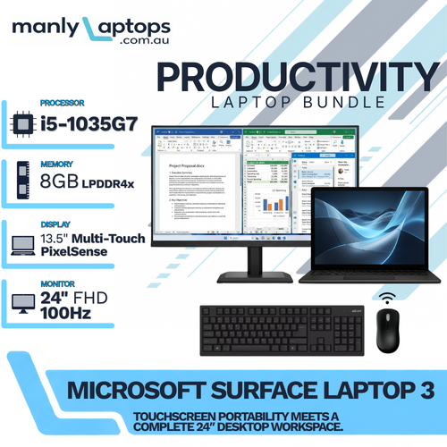 Microsoft Surface Laptop 3 Black 13" Bundle i5-1035G7 256GB 8GB RAM + 24" 100Hz Monitor