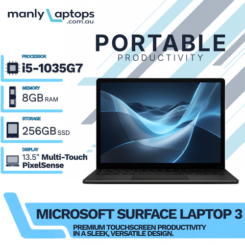 Microsoft Surface Laptop 3 Black 13" i5-1035G7 3.7GHz 256GB 8GB RAM - Windows 11