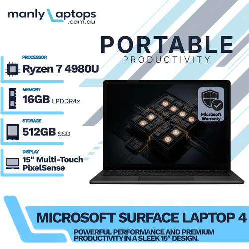 Microsoft Surface Laptop 4 Black (1953) 15" Ryzen 7 4980U 8-Cores 512GB 16GB RAM - Microsoft Box