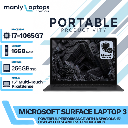 Microsoft Surface Laptop 3 Black (1872) 15" i7-1065G7 3.90GHz 256GB SSD 16GB RAM - Microsoft Box