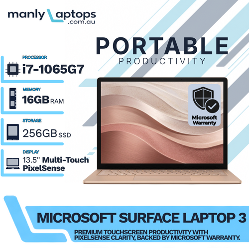 Microsoft Surface Laptop 3 Sandstone (1868) 13" i7-1065G7 3.90GHz 256GB 16GB RAM - Microsoft Box