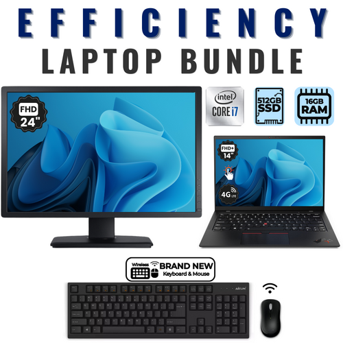 Lenovo ThinkPad X1 Carbon 9th Gen Laptop Bundle i7-1185G7 512GB 16GB RAM  + 24" Monitor