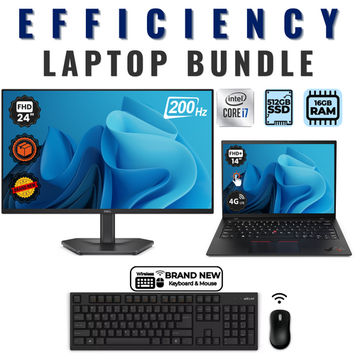 Lenovo ThinkPad X1 Carbon 9th Gen Laptop Bundle i7-1185G7 512GB 16GB RAM+NEW 24" 200Hz Monitor