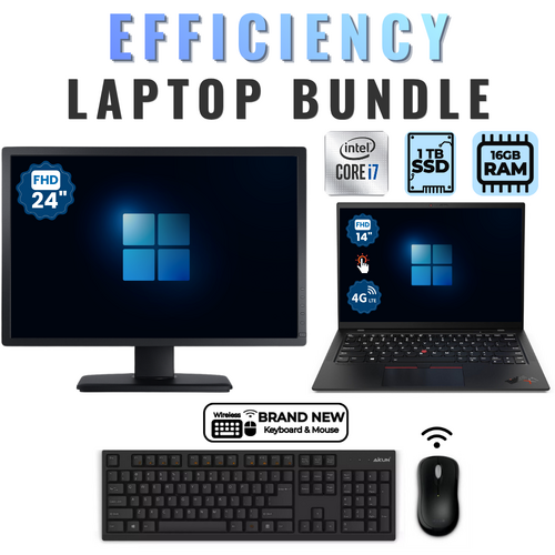 Lenovo ThinkPad X1 Carbon 9th Gen Touch Laptop Bundle i7-1185G7 1TB 16GB RAM+24" Monitor