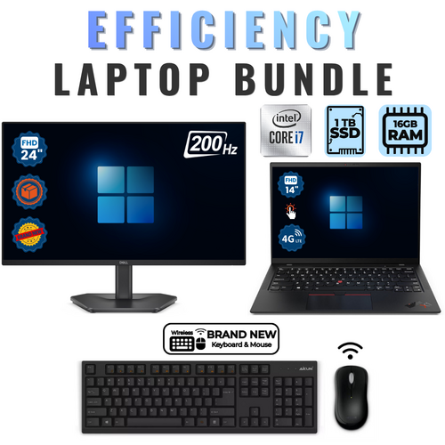 Lenovo ThinkPad X1 Carbon 9th Gen Touch Laptop Bundle i7-1185G7 1TB SDD+NEW 24" 200Hz Monitor