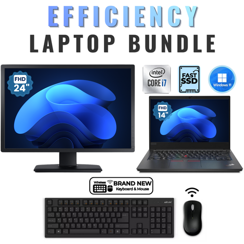 Lenovo ThinkPad E14 14" FHD Laptop Bundle i7-10510U 4.9GHz 256GB 8GB RAM + 24" Monitor