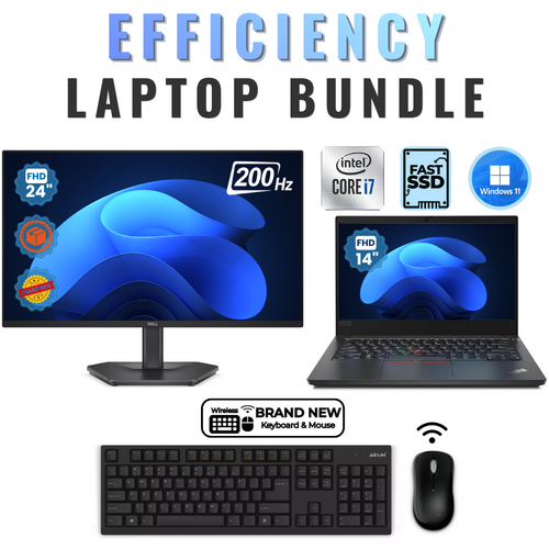 Lenovo ThinkPad E14 14" FHD Laptop Bundle i7-10510U 4.9GHz 256GB 8GB RAM+NEW 24" 200Hz Monitor