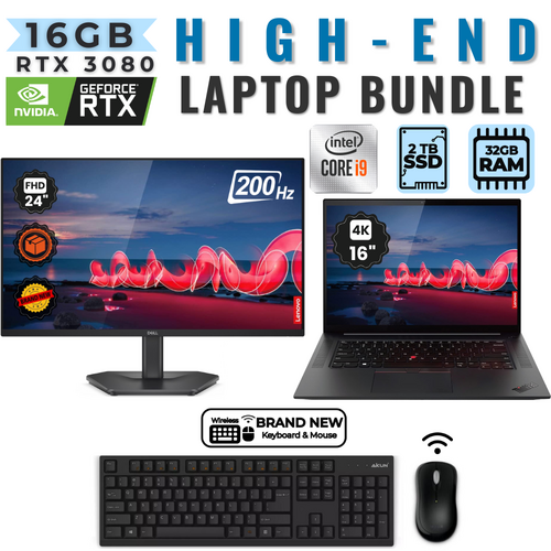 Lenovo ThinkPad P1 Gen4 Laptop Bundle i9-11950H 2TB 32GB RAM RTX3080 +24" 200Hz Monitor