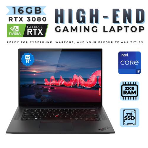 Lenovo ThinkPad P1 Gen 4 16" 4K Gaming Laptop i9-11950H 8-Cores 16GB RTX 3080 Graphics 2TB SSD 32GB RAM Windows 11
