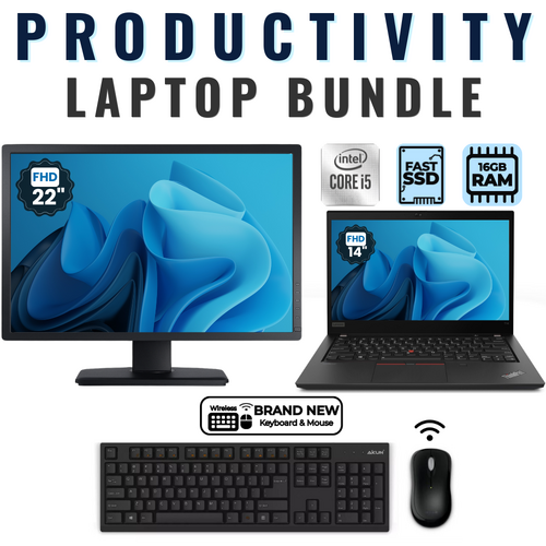 Lenovo ThinkPad T14 Gen 2 14" Laptop Bundle i5-1135G7 256GB 16GB RAM+22" Monitor
