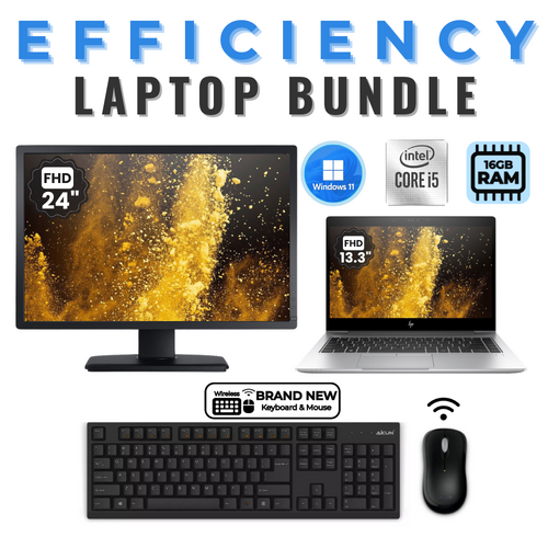 HP EliteBook 840 G6 14" FHD Laptop Bundle i5-8365U 256GB 16GB RAM + 24" Monitor - Windows 11