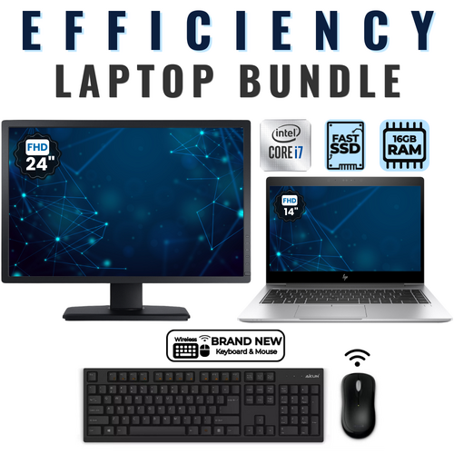 HP EliteBook 840 G5 14" FHD Laptop Bundle i7-8550U 256GB 16GB RAM + 24" Monitor