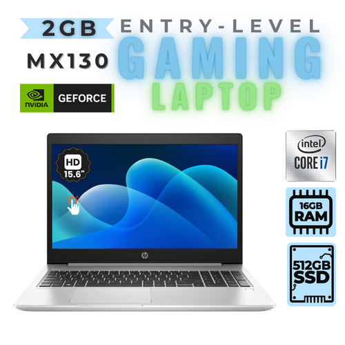 HP ProBook 450 G6 15" Touch Laptop i7-8565U 4.60GHz 512GB SSD 16GB RAM 2GB MX130 - Entry Gaming