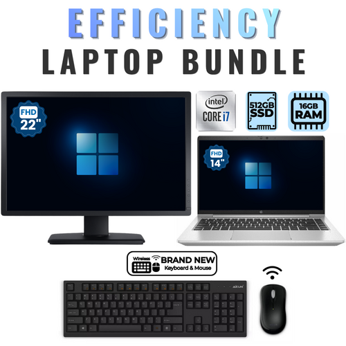 HP ProBook 640 G8 14" Laptop Bundle i7-1165G7 4.7GHz 512GB 16GB RAM +22" Monitor