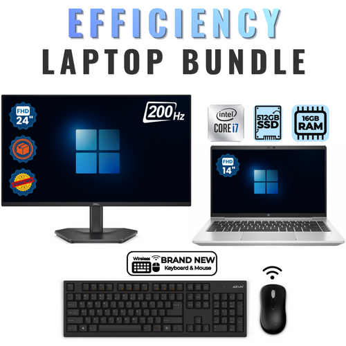 HP ProBook 640 G8 14" Laptop Bundle i7-1165G7 4.7GHz 512GB SDD 16GB RAM +NEW 24" 200Hz Monitor