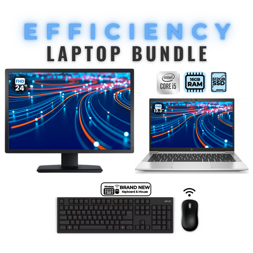 HP EliteBook 830 G7 13" FHD Laptop Bundle i5-10310U 256GB 16GB RAM + 24" Monitor