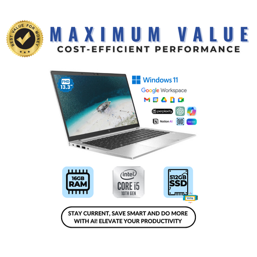 HP EliteBook 830 G7 13" FHD Laptop i5-10310U 4.4Ghz 512GB 16GB RAM Windows 11