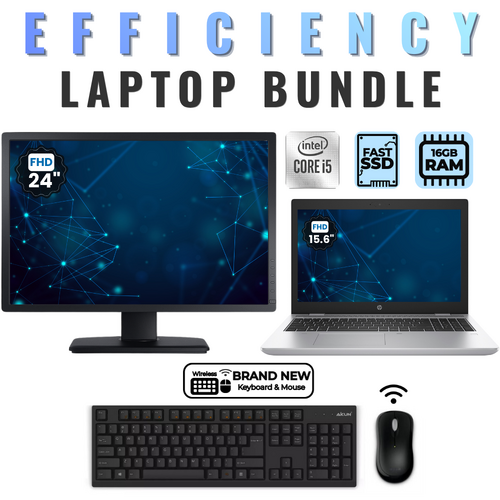 HP ProBook 650 G5 15" FHD Laptop Bundle i5-8265U 256GB SSD 16GB RAM +24" Monitor