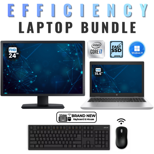 HP ProBook 650 G4 15" FHD Laptop Bundle i7-8550U 256GB SSD 8GB RAM + 24" Monitor