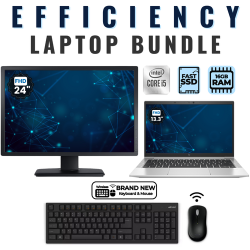 HP Elitebook 830 G8 13" FHD Laptop Bundle i5-1145G7 256GB 16GB RAM + 24" Monitor
