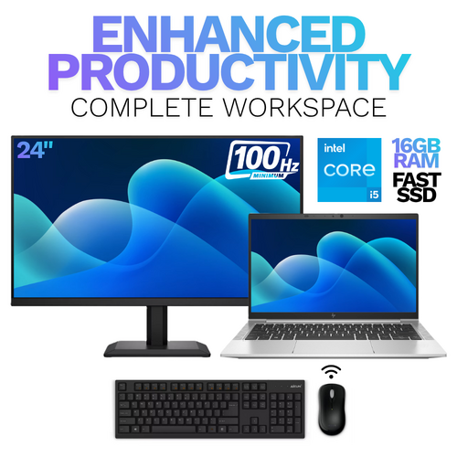 HP EliteBook 830 G8 13" Laptop Bundle i5-1145G7 256GB 16GB+NEW 24" 100Hz Monitor