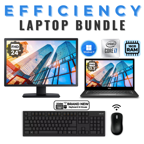 Dell Latitude 7390 13" FHD Laptop Bundle i7-8650U 16GB RAM 256GB + 24" Monitor - Windows 11