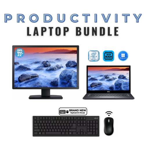 Dell Latitude 7480 FHD 14" Laptop Bundle i7-6600U 256GB 16GB RAM + 22" Monitor