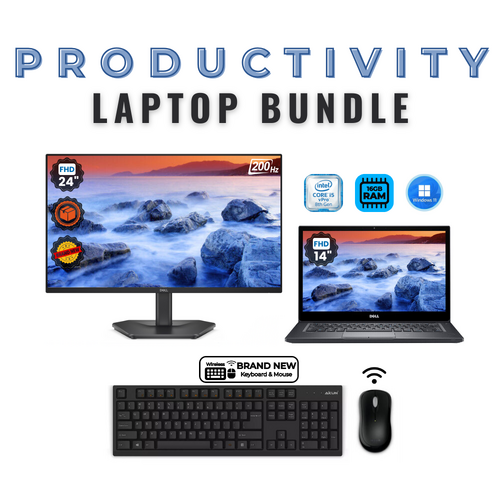 Dell Latitude 7480 FHD 14" Laptop Bundle i7-6600U 256GB SSD 16GB RAM + NEW 24" Monitor