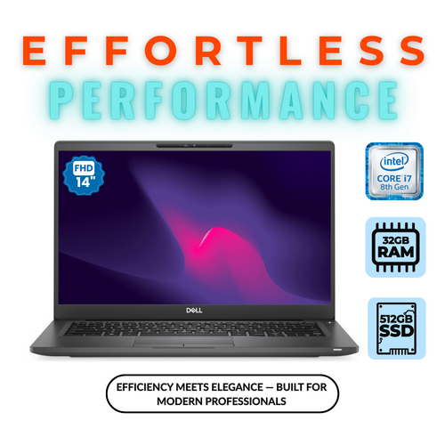 Dell Latitude 7400 14" FHD Laptop PC i7-8665U 1.9GHz 32GB RAM 512GB NVMe Windows 11