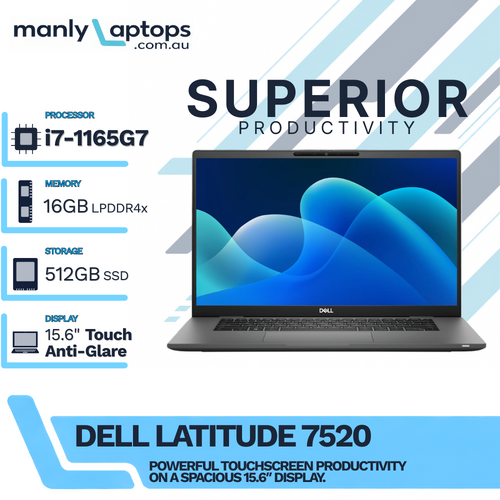 Dell Latitude 7520 15" Touchscreen Laptop i7-1165G7 4.70GHz 16GB RAM 512GB SSD - Windows 11