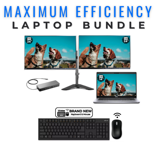 Dell Latitude 5410 14" Bundle Laptop i5-10310U 4.4Ghz 512GB 16GB RAM + Dual 24" Monitor + Docking