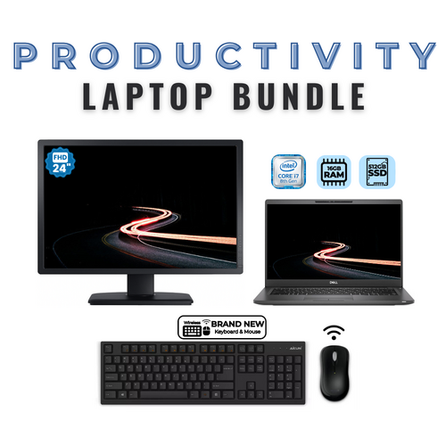 Dell Latitude 7400 14" Touch Laptop Bundle i7-8665U 512GB 16GB RAM + 24" Monitor
