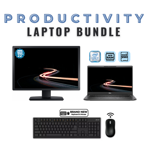 Dell Latitude 7400 14" Touch Laptop Bundle i7-8665U 512GB 16GB RAM + 22" Monitor