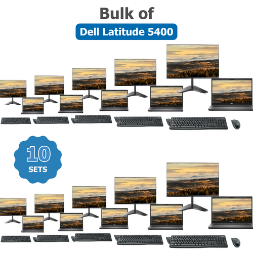 Bulk of 10x Dell 5400 14" Bundle Laptop i5-8265U 3.9GHz 256GB 8GB RAM + 24" Slim Monitor